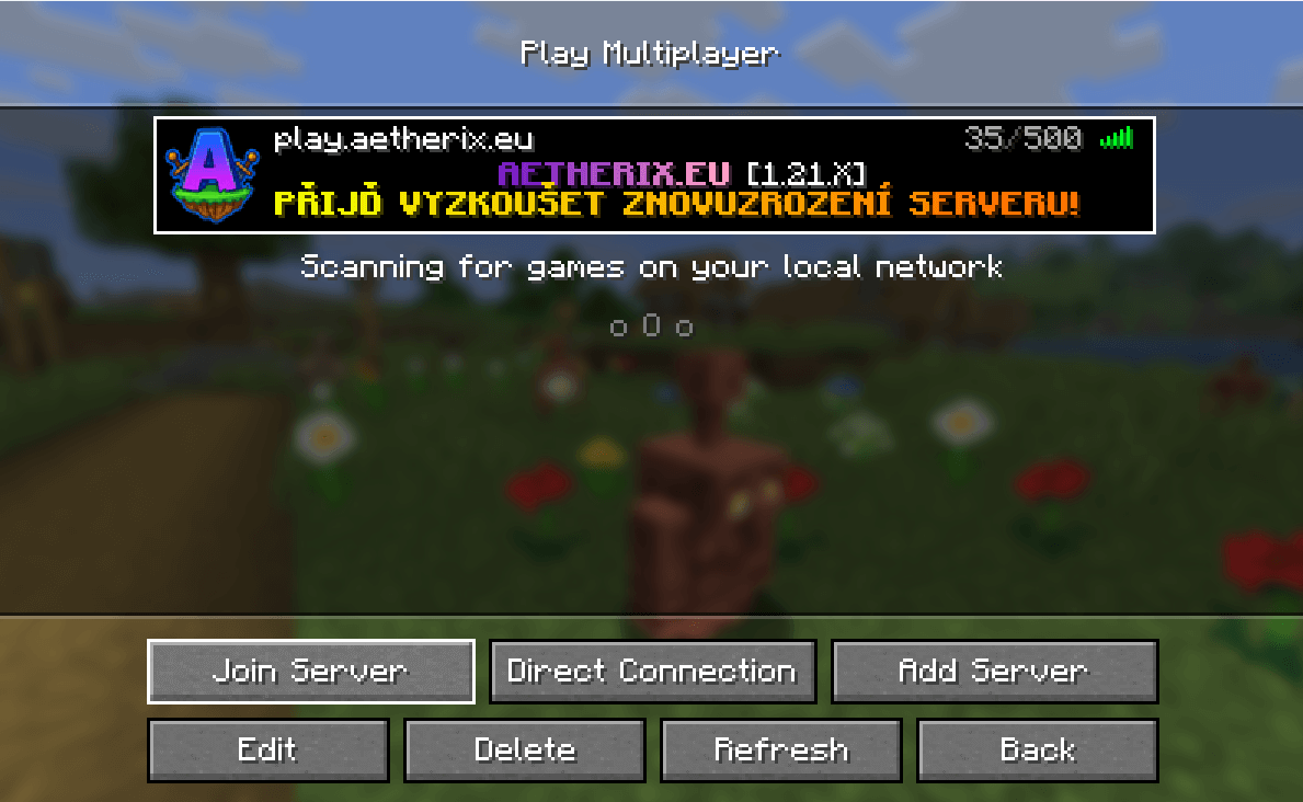 Minecraft launcher – přidání serveru